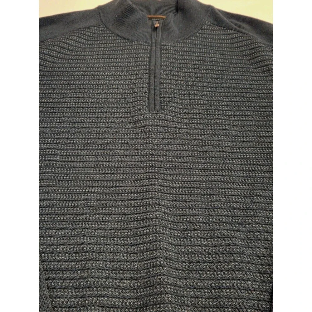 Tommy Bahama 1/4 Zip Sweater Mens XL Teal Textured Knit Pullover Cotton Tencel